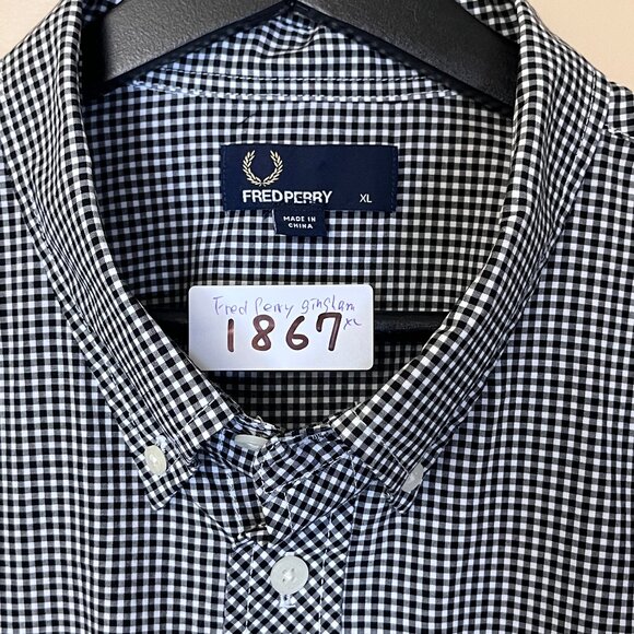 Fred Perry Gingham Check Cotton Button Down Long Sleeve Shirt - Men's Size XL - Picture 3 of 12